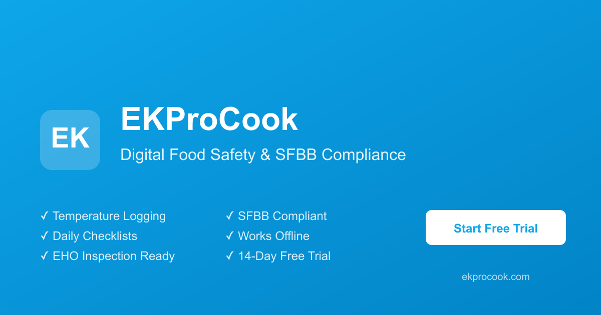 EKProCook - Digital SFBB Software for UK Food Businesses | Food Safety ...